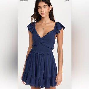 LoveShackFancy Ivella Dress Midnight Ruffle Mini Dress